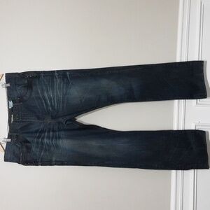 Projek  Raw jean men's 40 straight legs leather trim distressed Y2k Loose Rodeo
